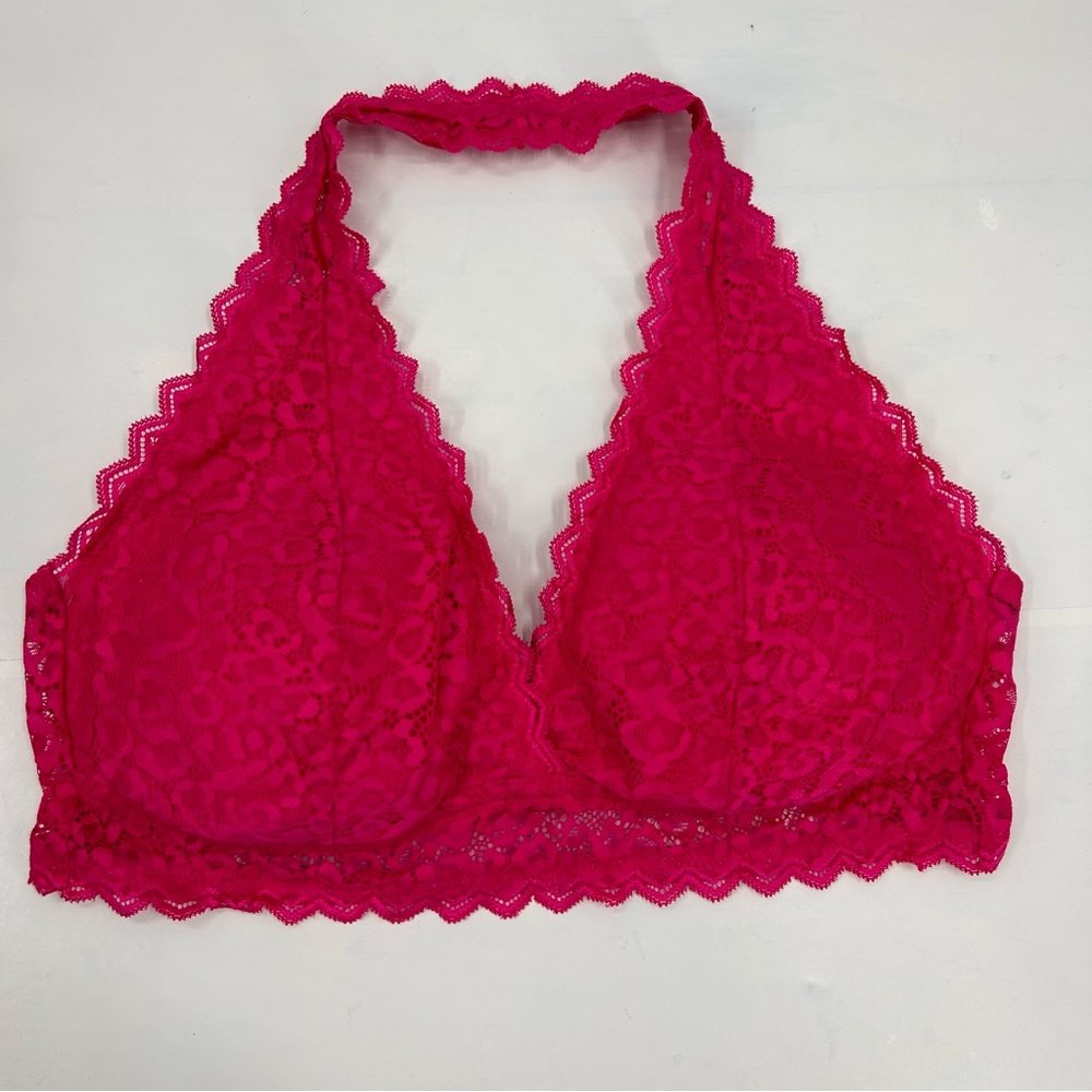 Auden Halter Pink Lace Lightly Lined Bralette XL